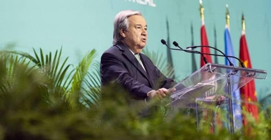 António Guterres, secretário-geral da ONU, na abertura da COP15 da biodiversidade, em Montreal, nesta quarta (7) - Zou Zheng Xinhua